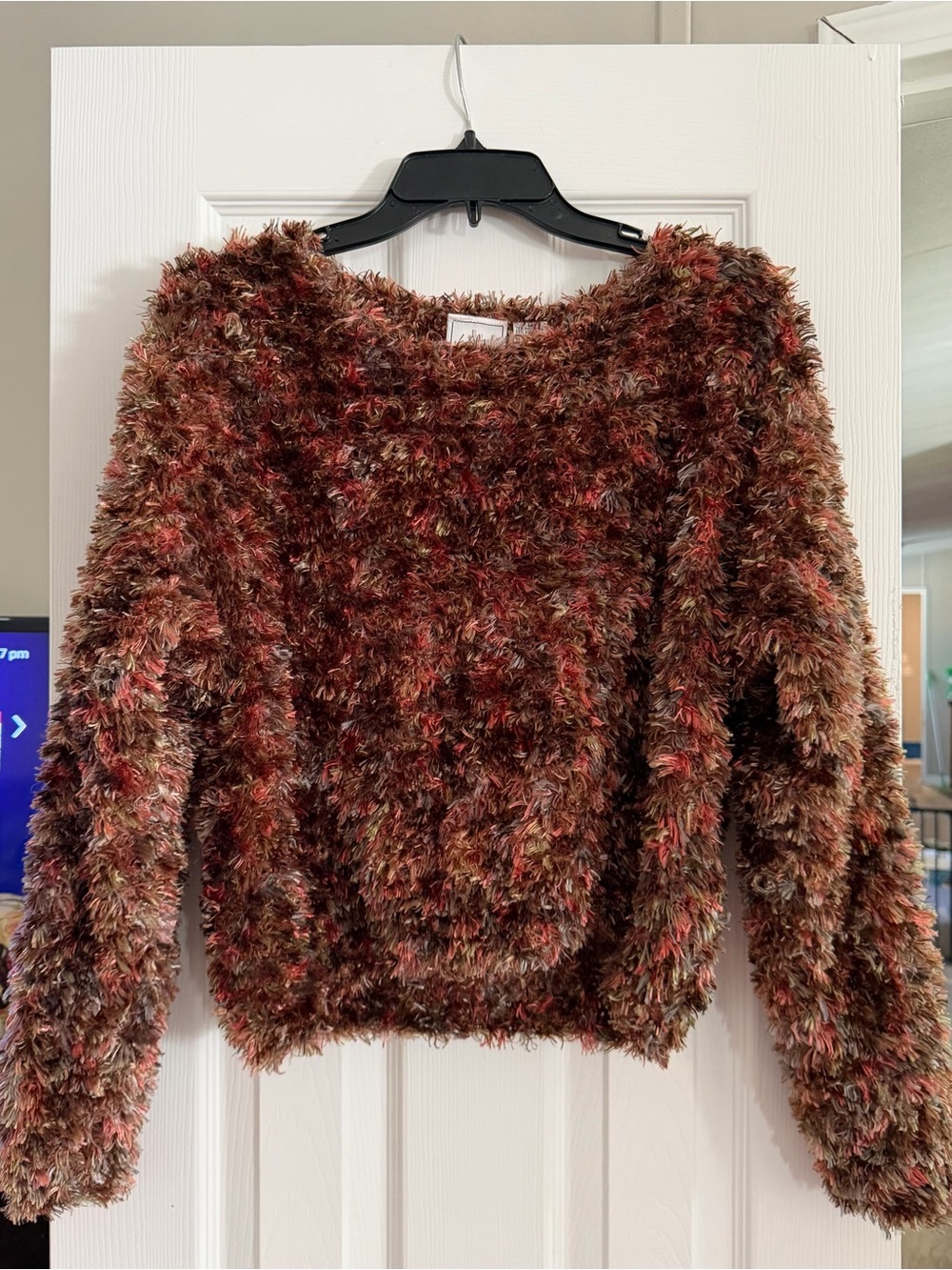 80s 90s retro vintage Fuzzy Multi-Tone Brown Crewneck Sweater